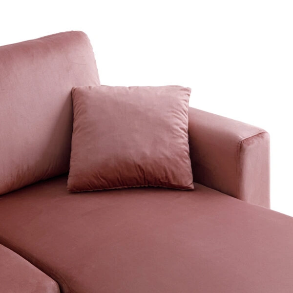 Γωνιακός αναστρέψιμος καναπές κρεβάτι Kamore  με αποθηκευτικό χώρο σάπιο μήλο βελούδο 223x146x85εκ