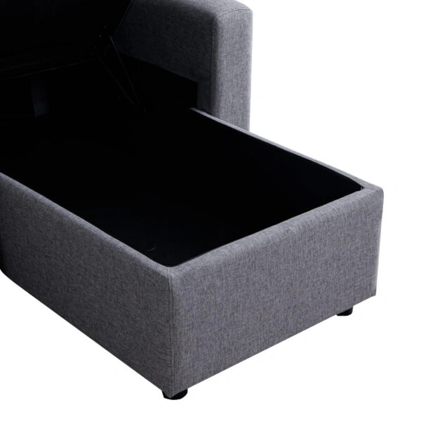 Γωνιακός αναστρέψιμος καναπές κρεβάτι Kamore  με αποθηκευτικό χώρο γκρι ύφασμα 223x146x85εκ