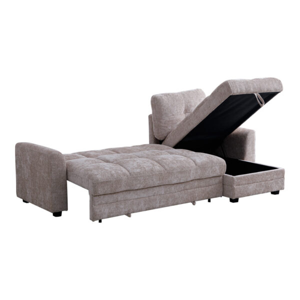 Γωνιακός αναστρέψιμος καναπές κρεβάτι Comfie με αποθηκευτικό χώρο μπεζ ύφασμα 260x156x98εκ