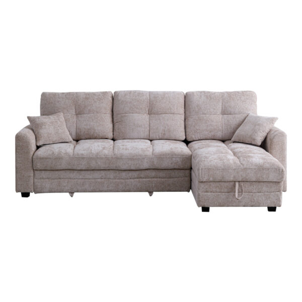 Γωνιακός αναστρέψιμος καναπές κρεβάτι Comfie με αποθηκευτικό χώρο μπεζ ύφασμα 260x156x98εκ