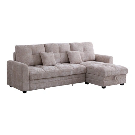 Γωνιακός αναστρέψιμος καναπές κρεβάτι Comfie  με αποθηκευτικό χώρο μπεζ ύφασμα 260x156x98εκ