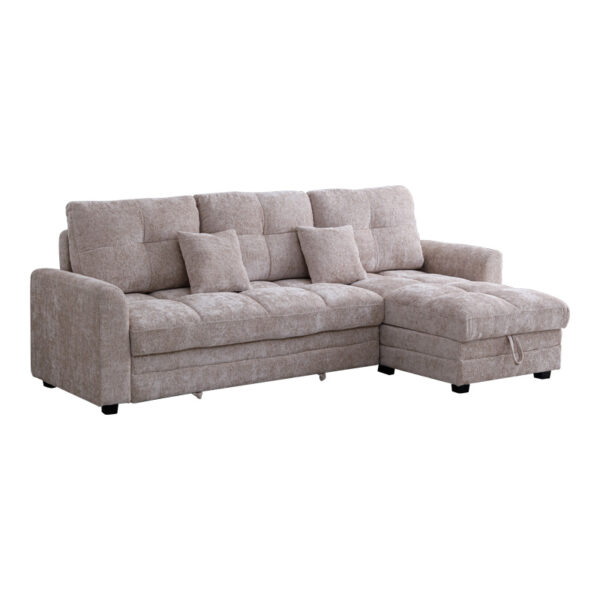 Γωνιακός αναστρέψιμος καναπές κρεβάτι Comfie με αποθηκευτικό χώρο μπεζ ύφασμα 260x156x98εκ