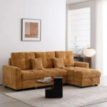 Γωνιακός αναστρέψιμος καναπές κρεβάτι Comfie με αποθηκευτικό χώρο camel ύφασμα 260x156x98εκ