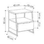 Κομοδίνο μελαμίνης Pal  χρώμα φυσικό οξιάς 45x40x50εκ.