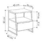 Κομοδίνο μελαμίνης Pal  χρώμα γκρι ρετρό 45x40x50εκ.