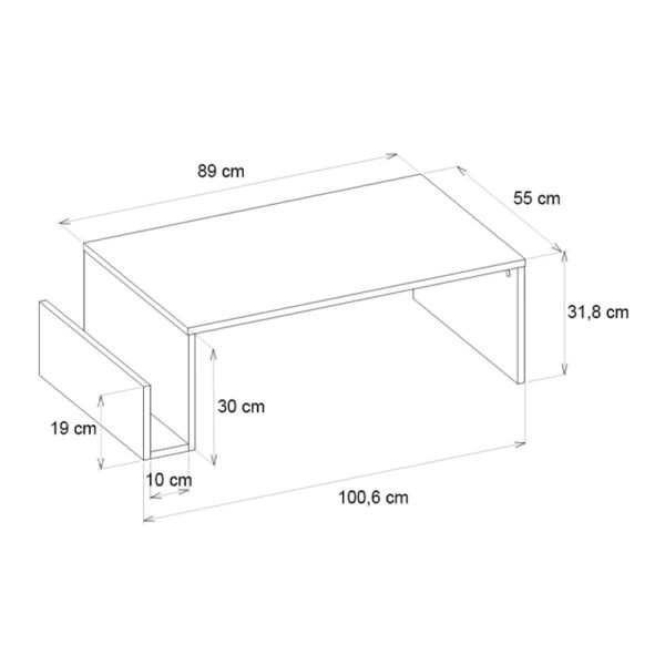 Τραπεζάκι σαλονιού Regnar Megapap χρώμα λευκό 100,6x55x31,8εκ.