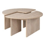 Τραπεζάκι σαλονιού σετ 2 τμχ Moira Megapap χρώμα travertine Ø90x41εκ.