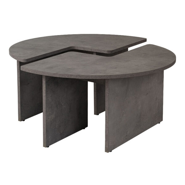 Τραπεζάκι σαλονιού σετ 2 τμχ Moira Megapap χρώμα γκρι σκυροδέματος Ø90x41εκ.