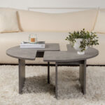 Τραπεζάκι σαλονιού σετ 2 τμχ Moira Megapap χρώμα γκρι σκυροδέματος Ø90x41εκ.