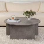 Τραπεζάκι σαλονιού σετ 2 τμχ Moira Megapap χρώμα γκρι σκυροδέματος Ø90x41εκ.