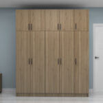 Ντουλάπα ρούχων Vivian Megapap πεντάφυλλη με πατάρι χρώμα καρυδί 200x51,8x240εκ.