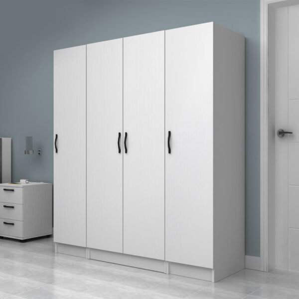 Ντουλάπα ρούχων Vivian Megapap τετράφυλλη χρώμα λευκό 160x51,8x181εκ.
