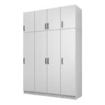 Ντουλάπα ρούχων Vivian Megapap τετράφυλλη με πατάρι χρώμα λευκό 160x51,8x240εκ.