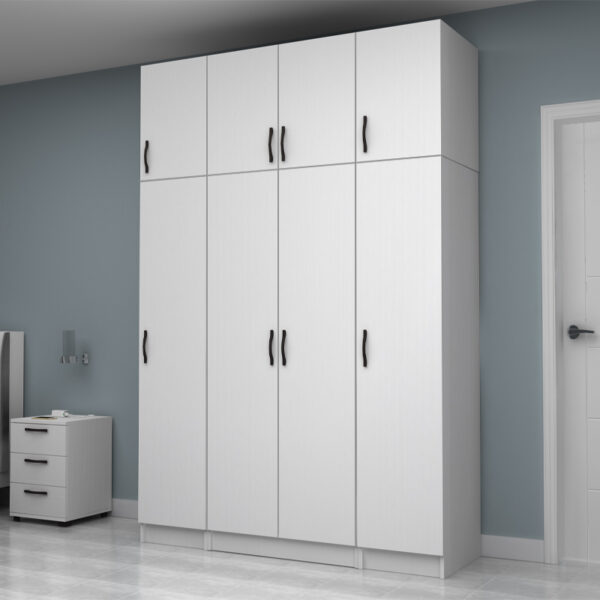 Ντουλάπα ρούχων Vivian Megapap τετράφυλλη με πατάρι χρώμα λευκό 160x51,8x240εκ.