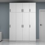 Ντουλάπα ρούχων Vivian Megapap τετράφυλλη με πατάρι χρώμα λευκό 160x51,8x240εκ.