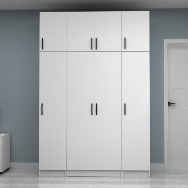 Ντουλάπα ρούχων Vivian Megapap τετράφυλλη με πατάρι χρώμα λευκό 160x51,8x240εκ.