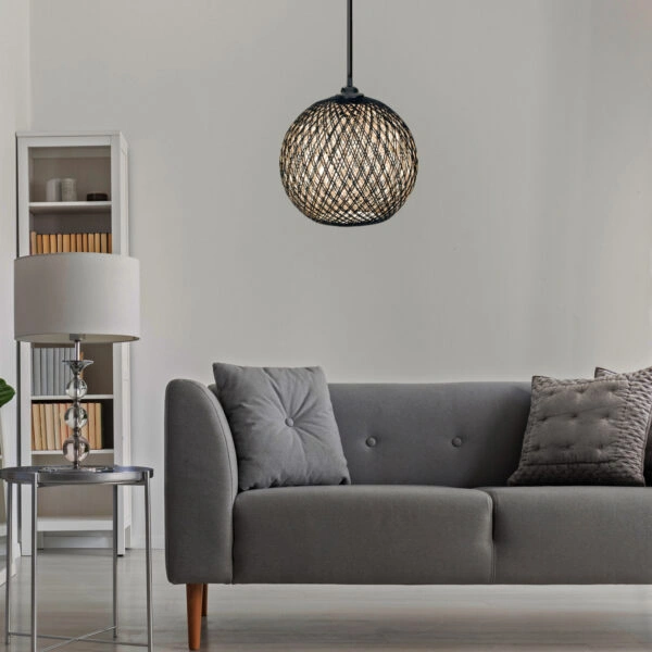 ΦΩΤΙΣΤΙΚΟ ΟΡΟΦΗΣ ΕΣΩΤΕΡΙΚΟΥ ΧΩΡΟΥ ΚΡΕΜΑΣΤΟ HM7352.03 ΑΠΟ ΣΧΟΙΝΙ ΜΑΥΡΟ ΜΠΕΖ Φ22x55Υ εκ.