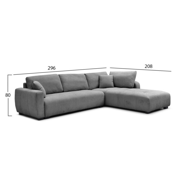 ΓΩΝΙΑΚΟΣ ΚΑΝΑΠΕΣ ΑΝΑΣΤΡΕΨΙΜΟΣ MEDEL HM3288.01 ΓΚΡΙ P.E. ΥΦΑΣΜΑ 296x208x80Υεκ