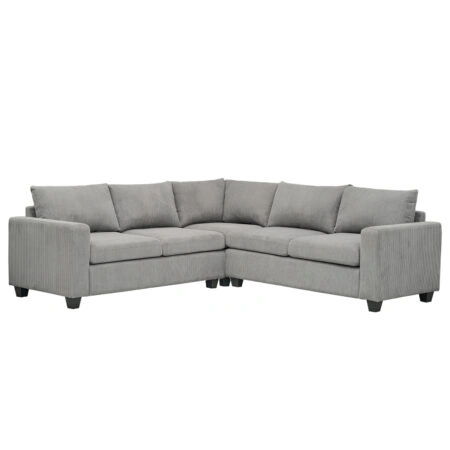 ΓΩΝΙΑΚΟΣ ΚΑΝΑΠΕΣ CALDER HM3286.01 ΓΚΡΙ ΥΦΑΣΜΑ 254x90x91Υεκ.