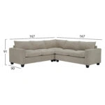 ΓΩΝΙΑΚΟΣ ΚΑΝΑΠΕΣ CALDER HM3286.03 ΜΠΕΖ ΥΦΑΣΜΑ 254x90x91Υεκ.