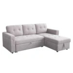 ΓΩΝΙΑΚΟΣ ΚΑΝΑΠΕΣ-ΚΡΕΒΑΤΙ ΑΝΑΣΤΡΕΨΙΜΟΣ SAL HM3310.01 ΓΚΡΙ ΥΦΑΣΜΑ 214x137x83Yεκ