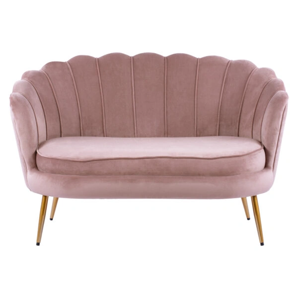 ΚΑΝΑΠΕΣ 2ΘΕΣΙΟΣ COQUILLE HM8627.02 ΑΠΟ ΒΕΛΟΥΔΟ ΣΑΠΙΟ ΜΗΛΟ & ΧΡΥΣΑ ΠΟΔΙΑ 130x81x86εκ.