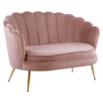 ΚΑΝΑΠΕΣ 2ΘΕΣΙΟΣ COQUILLE HM8627.02 ΑΠΟ ΒΕΛΟΥΔΟ ΣΑΠΙΟ ΜΗΛΟ & ΧΡΥΣΑ ΠΟΔΙΑ 130x81x86εκ.