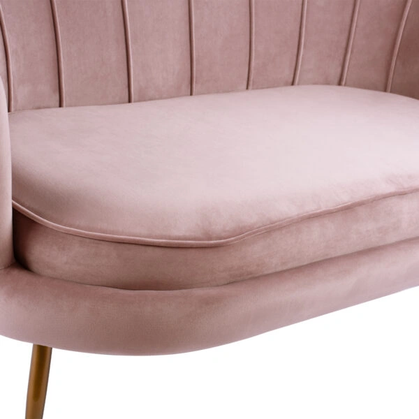 ΚΑΝΑΠΕΣ 2ΘΕΣΙΟΣ COQUILLE HM8627.02 ΑΠΟ ΒΕΛΟΥΔΟ ΣΑΠΙΟ ΜΗΛΟ & ΧΡΥΣΑ ΠΟΔΙΑ 130x81x86εκ.