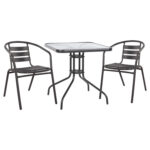 ΣΕΤ 3ΤΜΧ ΜΕ ΤΡΑΠΕΖΙ FIGO 70Χ70Χ72Υ & ΠΟΛΥΘΡΟΝΕΣ LAURA ΓΚΡΙ ΧΡΩΜΑ HM10469