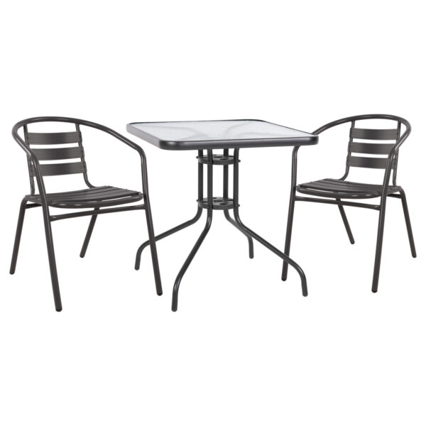 ΣΕΤ 3ΤΜΧ ΜΕ ΤΡΑΠΕΖΙ FIGO 70Χ70Χ72Υ & ΠΟΛΥΘΡΟΝΕΣ LAURA ΓΚΡΙ ΧΡΩΜΑ HM10469