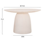 ΤΡΑΠΕΖΙ ΤΡΑΠΕΖΑΡΙΑΣ ΣΤΡΟΓΓΥΛΟ SEPPO HM18154.02 FIBER CEMENT ΛΕΥΚΟ--Φ119,5x75,5Υεκ.