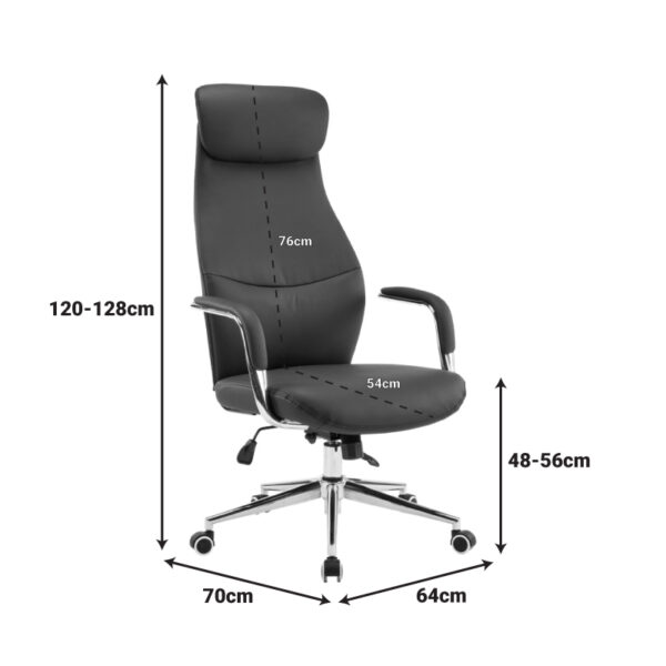 Καρέκλα γραφείου διευθυντή Ferka  pu σε μαύρη απόχρωση 64x71x120-128εκ