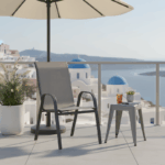 Πολυθρόνα Calan στοιβαζόμενη μέταλλο ανθρακί-textilene ανθρακί 54x74x91εκ