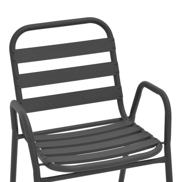 Πολυθρόνα Sussie  στοιβαζόμενη ανθρακί μέταλλο με φέτες αλουμινίου 45x62x76εκ