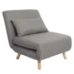 Πολυθρόνα Κρεβάτι ArteLibre VERA Γκρι Ανοιχτό Ύφασμα/Ξύλο 79x80x89cm