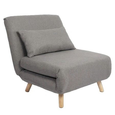 Πολυθρόνα Κρεβάτι ArteLibre VERA Γκρι Ανοιχτό Ύφασμα/Ξύλο 79x80x89cm