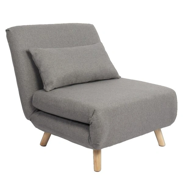 Πολυθρόνα Κρεβάτι ArteLibre VERA Γκρι Ανοιχτό Ύφασμα/Ξύλο 79x80x89cm