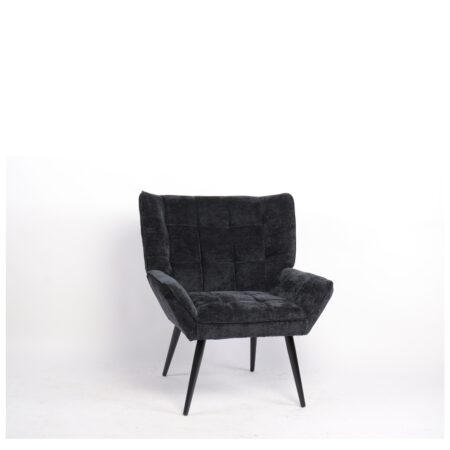 Πολυθρόνα ArteLibre TIVA Μαύρο Ύφασμα Σενίλ/Μέταλλο 84x78x77cm