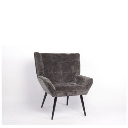 Πολυθρόνα ArteLibre TIVA Γκρι Σκούρο Ύφασμα Σενίλ/Μέταλλο 84x78x77cm