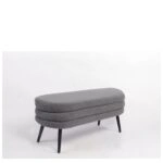 Παγκάκι Ottoman ArteLibre TONDO Γκρι Ύφασμα Teddy/Μέταλλο 42x112x44cm