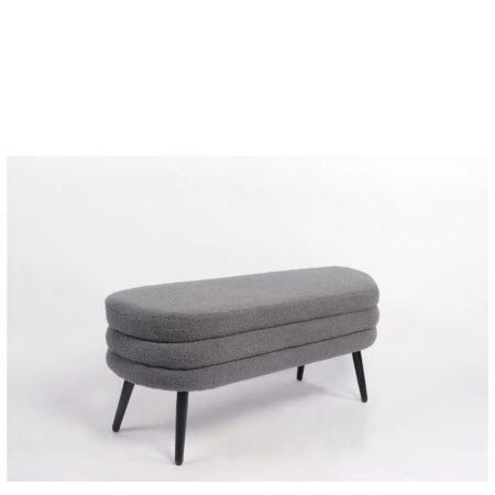 Παγκάκι Ottoman ArteLibre TONDO Γκρι Ύφασμα Teddy/Μέταλλο 42x112x44cm