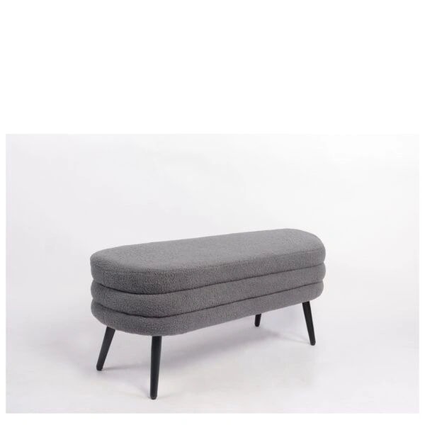 Παγκάκι Ottoman ArteLibre TONDO Γκρι Ύφασμα Teddy/Μέταλλο 42x112x44cm