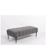 Παγκάκι Ottoman ArteLibre KUBO Γκρι Ύφασμα Teddy/Μέταλλο 40x116.5x50cm