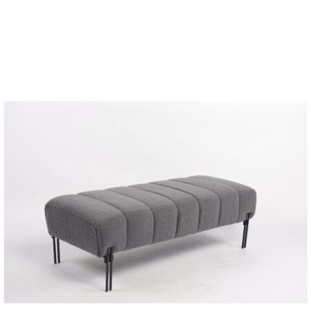 Παγκάκι Ottoman ArteLibre KUBO Γκρι Ύφασμα Teddy/Μέταλλο 40x116.5x50cm