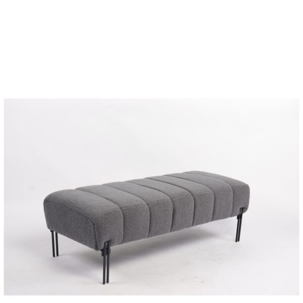 Παγκάκι Ottoman ArteLibre KUBO Γκρι Ύφασμα Teddy/Μέταλλο 40x116.5x50cm