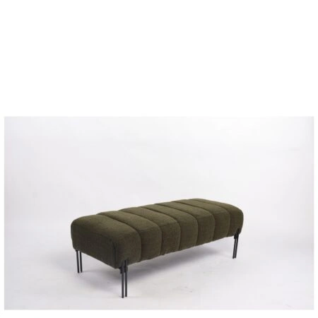 Παγκάκι Ottoman ArteLibre KUBO Πράσινο Ύφασμα Teddy/Μέταλλο 40x116.5x50cm