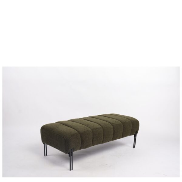 Παγκάκι Ottoman ArteLibre KUBO Πράσινο Ύφασμα Teddy/Μέταλλο 40x116.5x50cm