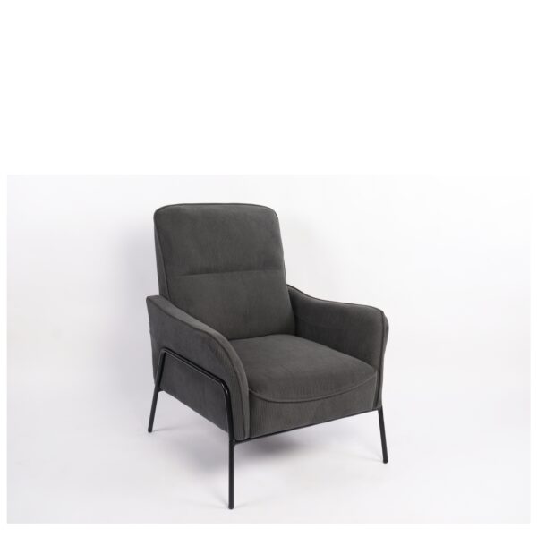 Πολυθρόνα ArteLibre ELAN Γκρι Σκούρο Ύφασμα Κοτλέ/Μέταλλο 94x77x82cm
