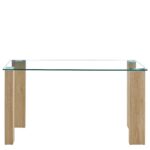 Τραπέζι Τραπεζαρίας ArteLibre ASHMOOR Φυσικό Γυαλί/Ξύλο 140x80x75cm