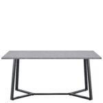 Τραπέζι Τραπεζαρίας ArteLibre DUNSMERE Γκρι Μάρμαρο/Μαύρο Μέταλλο/Μοριοσανίδα 160x90x75cm